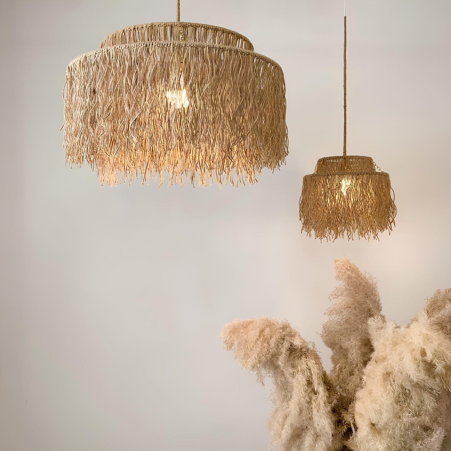 Bamboo Hanging lamp for Living Room | Rattan Pendant light | Cane ceiling light - Dasya - Akway