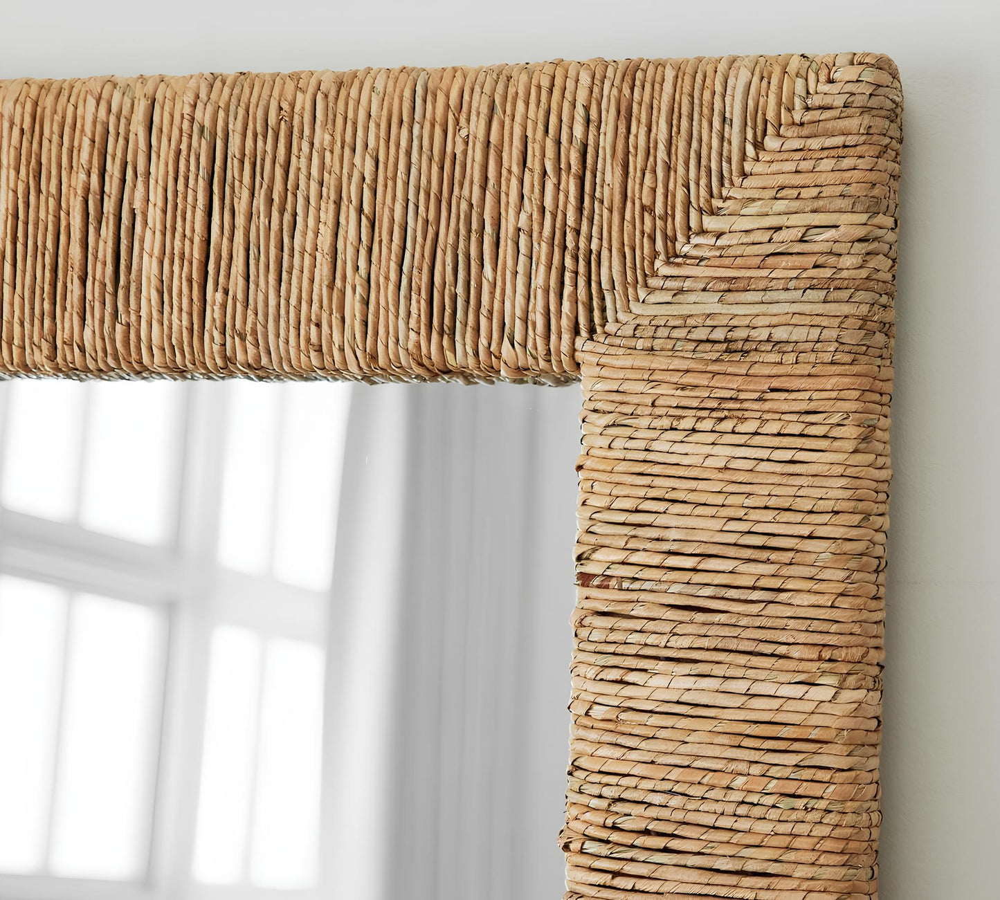 Bamboo Wall Mirror for living room | Cane Wall Mirror | Rattan Mirror - Chahna - Akway