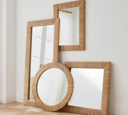 Bamboo Wall Mirror for living room | Cane Wall Mirror | Rattan Mirror - Chahna - Akway