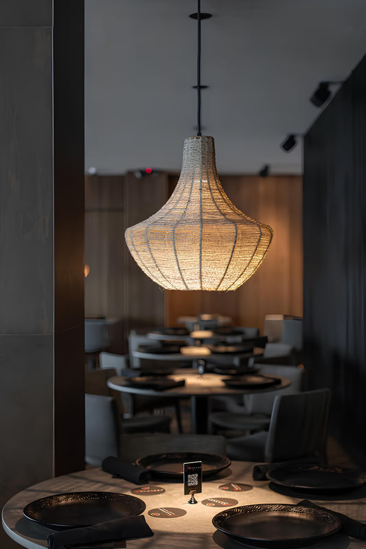 Rattan Hanging lamp for Living Room | Cane Pendant light | Wicker ceiling light - Devil