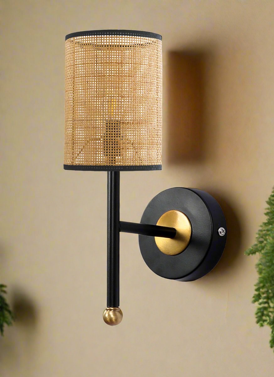 Rattan Wall Light For Living Room | Bamboo Wall Lamp - Aarna - Akway Lighting > Wall Lamps & Sconces (Image 2)