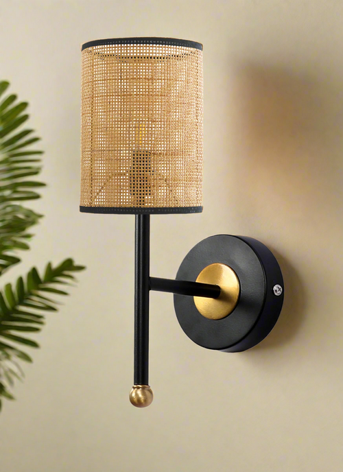 Rattan Wall Lamp for Bedroom | Cane Wall Sconce - Aarna
