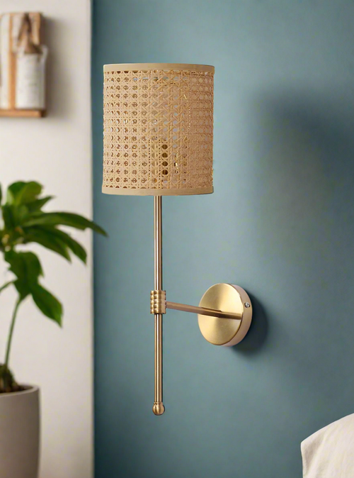 Wicker Wall Light for Bedroom | Cane Wall Sconce - Charvi