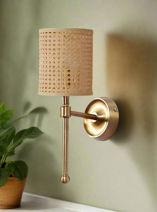 Wicker Wall Sconce for Bathroom | Cane Wall Lamp - Aradhana