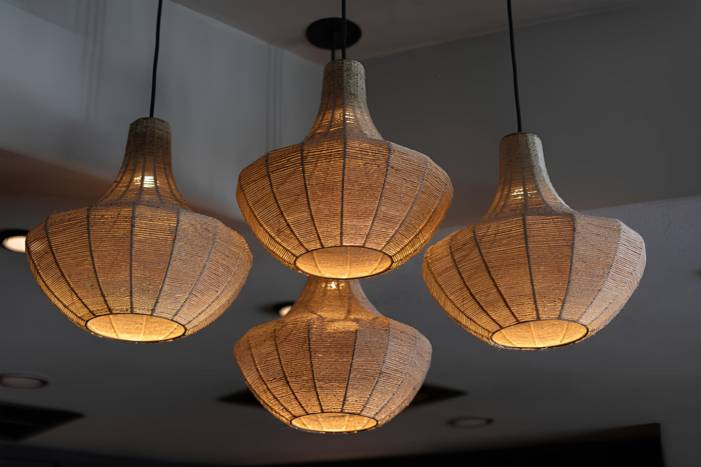 Rattan Hanging lamp for Living Room | Cane Pendant light | Wicker ceiling light - Devil