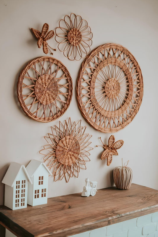 Wicker Wall Basket | Rattan Wall Decor | Bamboo Basket Decor - Anala - Akway