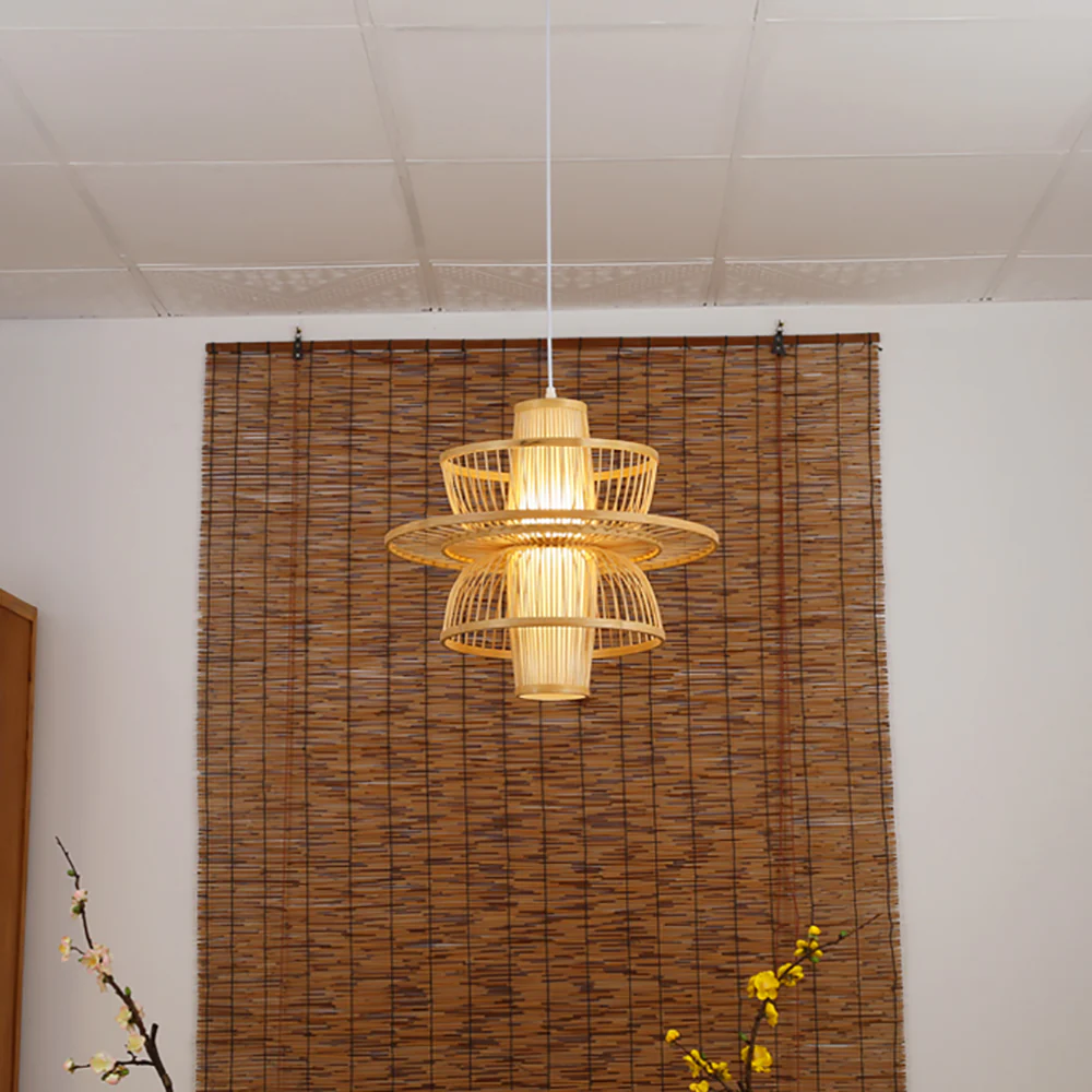 Bamboo Hanging lamp for Living Room | Rattan Pendant light | Cane ceiling light - Ganesh - Akway