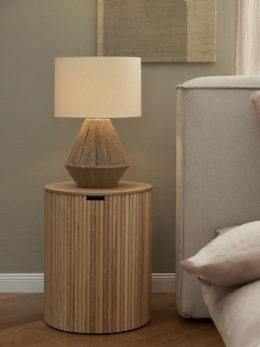 Rattan Table lamp for Living room | Bamboo Bedside table lamp | Cane Table lamp -Diva by Akway