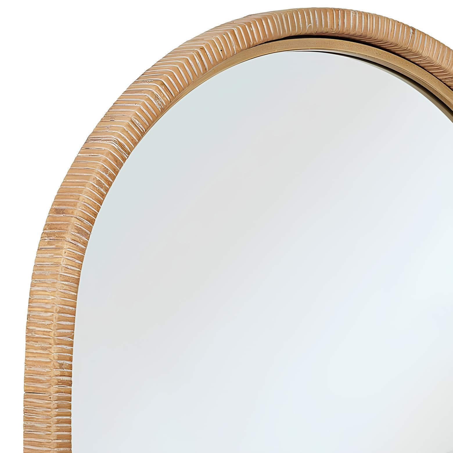 Bamboo Wall Mirror for living room | Cane Wall Mirror | Rattan Mirror - Ananya - Akway