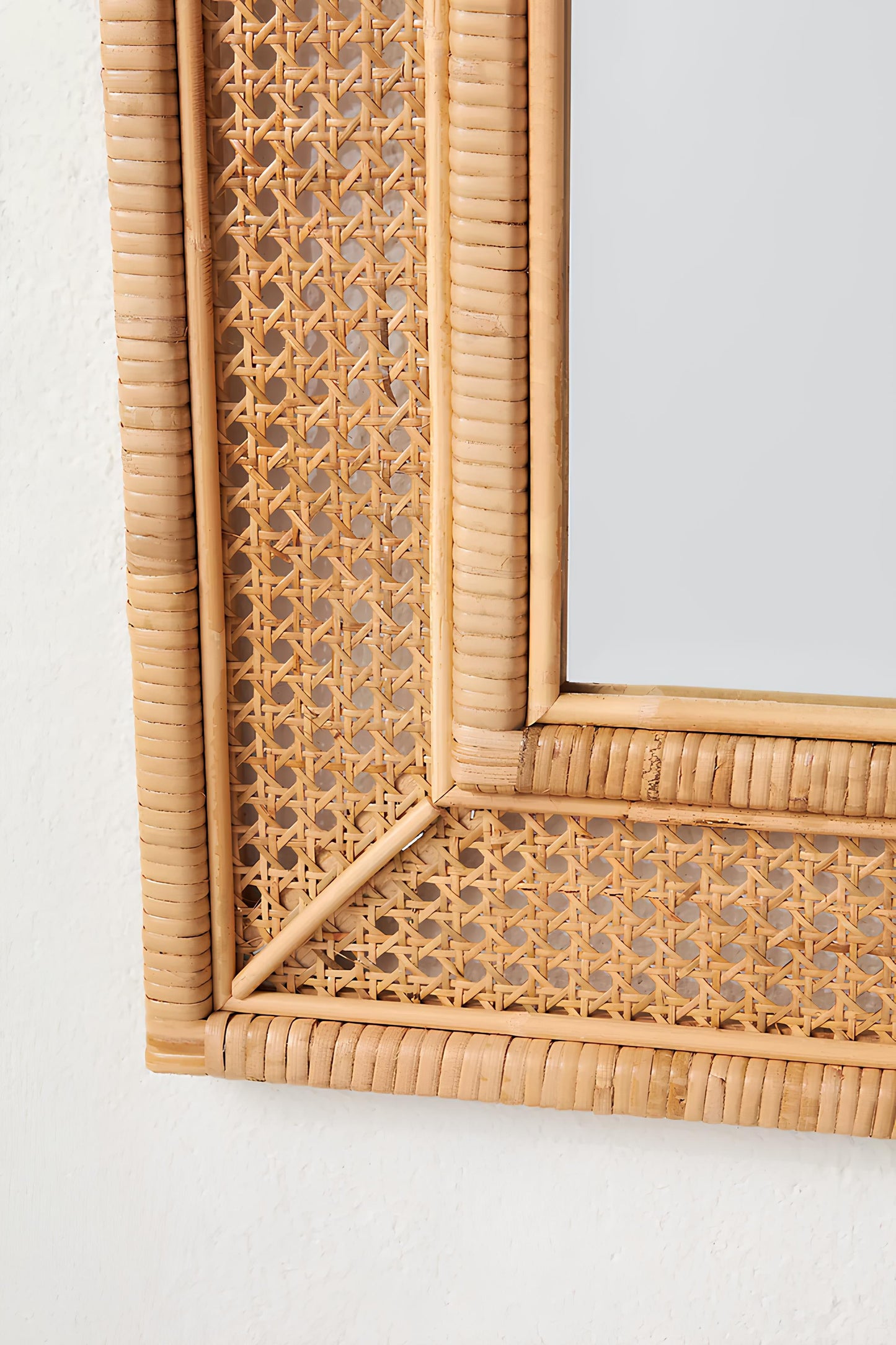 Bamboo Wall Mirror for living room | Cane Wall Mirror | Rattan Mirror - Diva - Akway