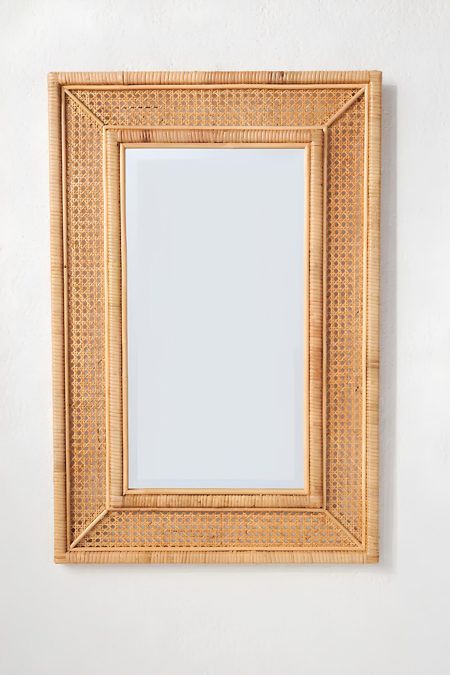 Bamboo Wall Mirror for living room | Cane Wall Mirror | Rattan Mirror - Diva - Akway