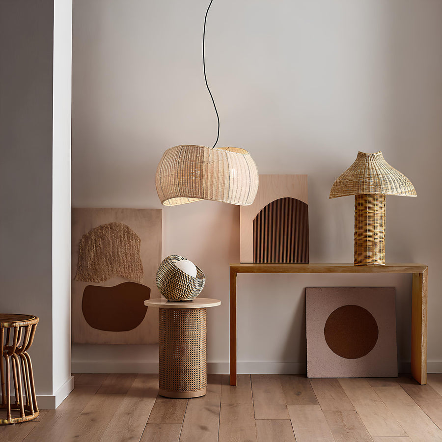 Rattan Table lamp for Living room | Bamboo Bedside table lamp | Cane Table lamp -Anant by Akway