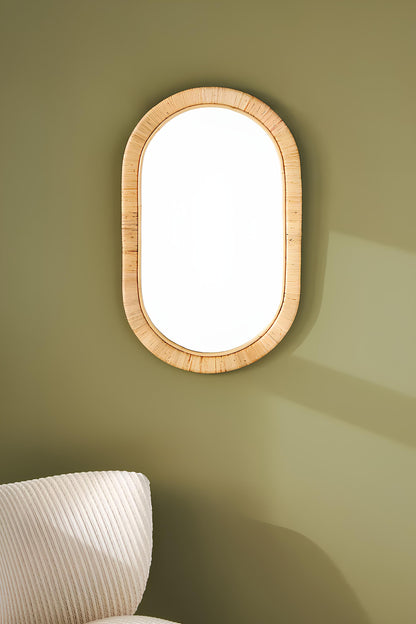 Bamboo Wall Mirror for living room | Cane Wall Mirror | Rattan Mirror - Hrida - Akway