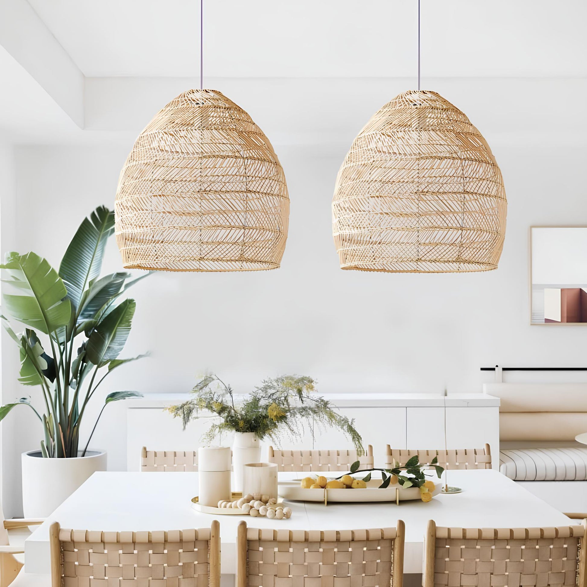 Bamboo Hanging lamp for Living Room | Rattan Pendant light | Cane ceiling light - Kevin - Akway