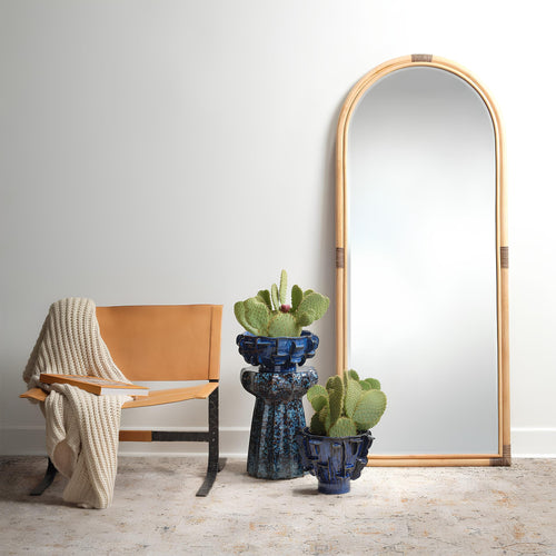 Rattan Wall Mirror for Drawing Room | Boho Decorative Mirror - Kavya