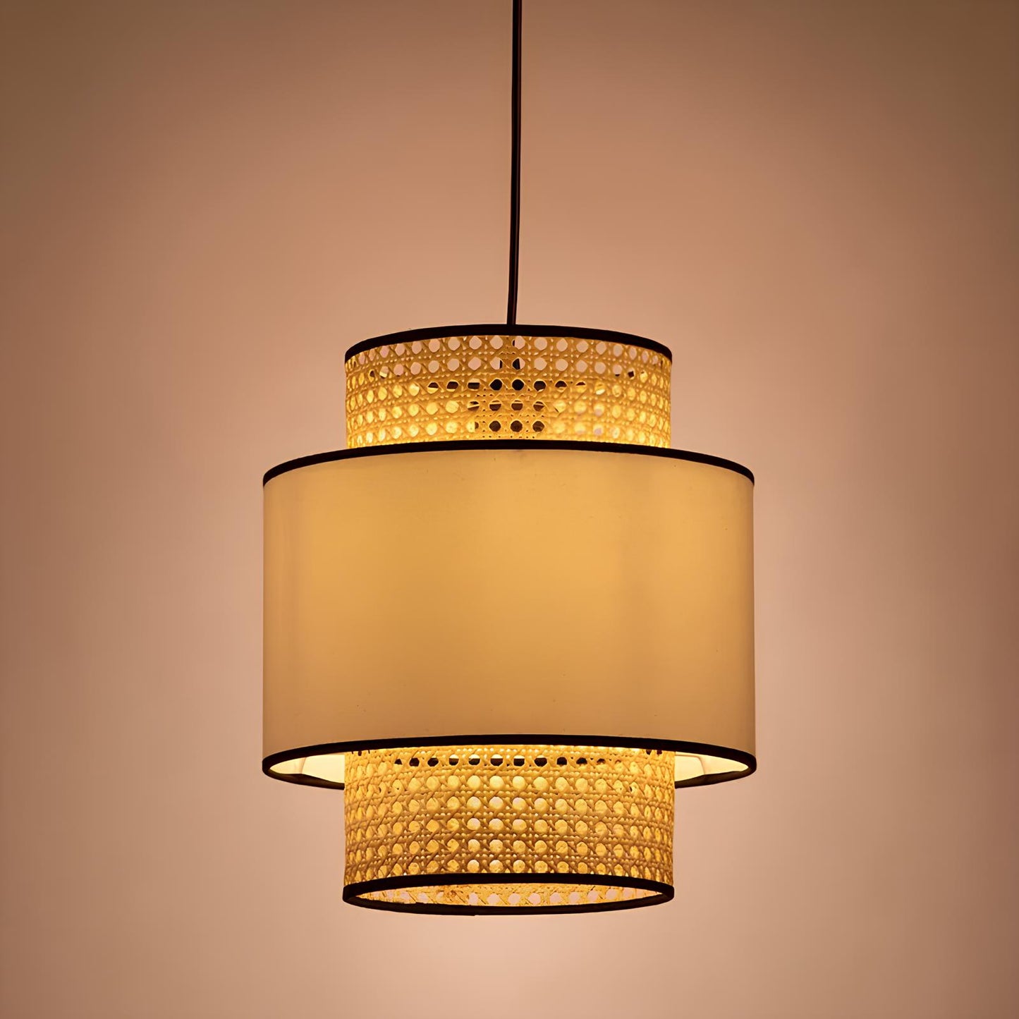 Bamboo Hanging lamp for Living Room | Rattan Pendant light | Cane ceiling light - Idhant - Akway