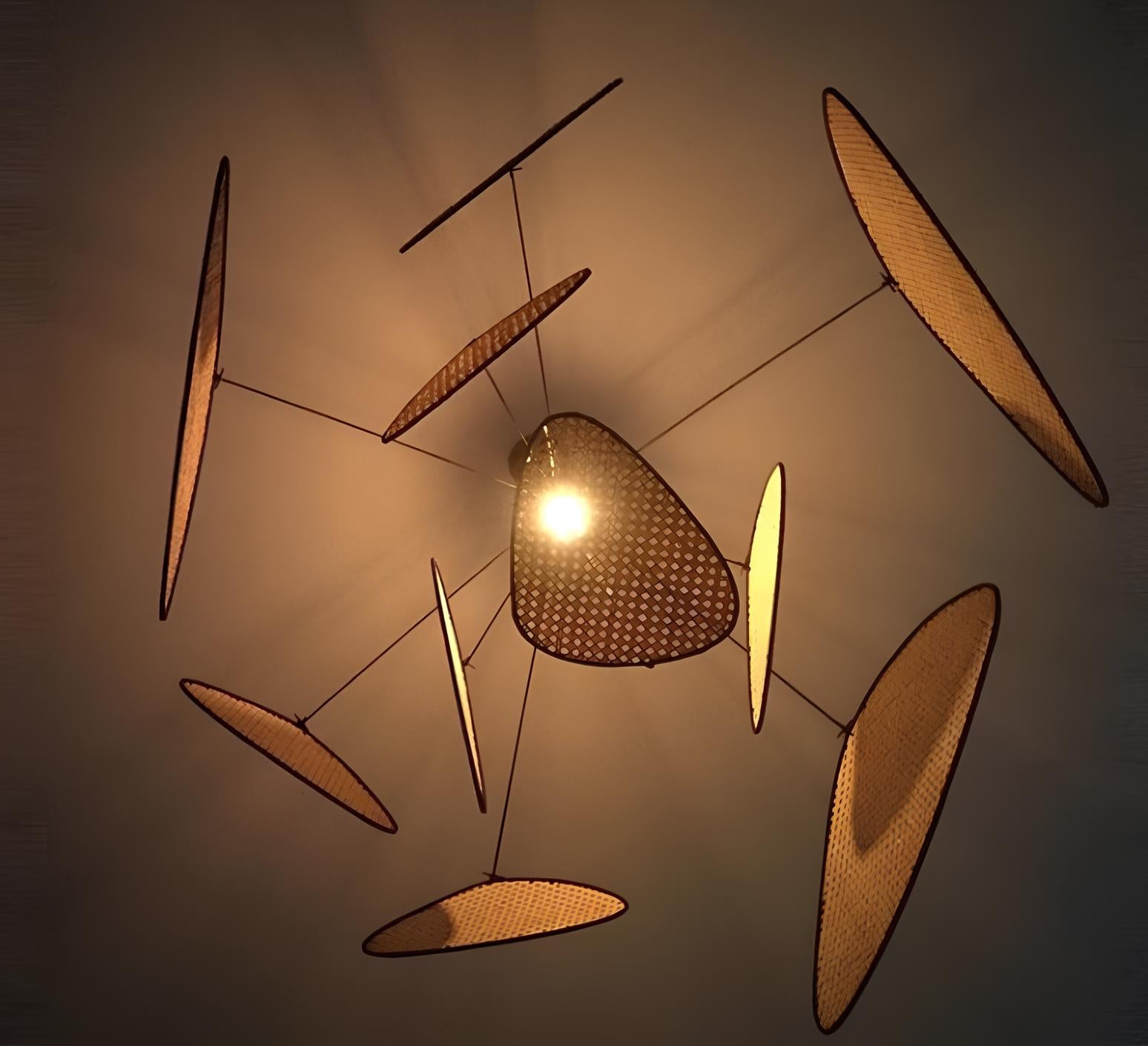 Bamboo Hanging lamp for Living Room | Rattan Pendant light | Cane ceiling light - Ishank - Akway