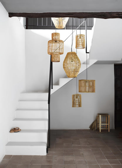 Bamboo Hanging lamp for Living Room | Rattan Pendant light | Cane ceiling light - Jash - Akway