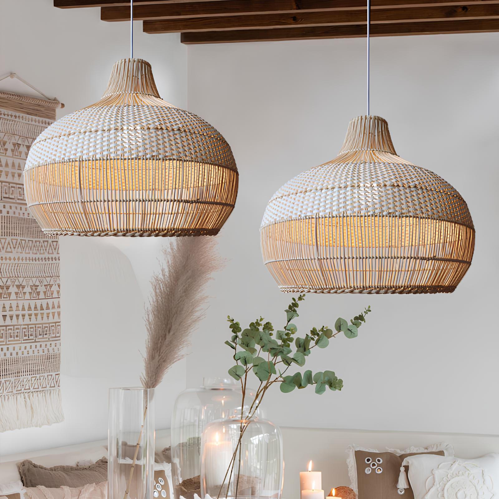 Bamboo Hanging lamp for Living Room | Rattan Pendant light | Cane ceiling light - Laksh - Akway
