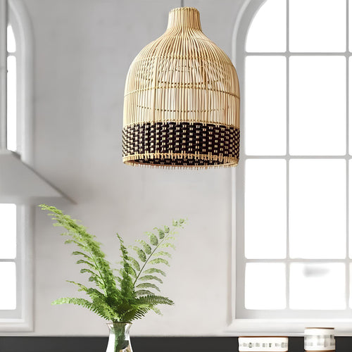 Bamboo Hanging Light for Drawing Room | Cane Pendant Lamp - Nimit