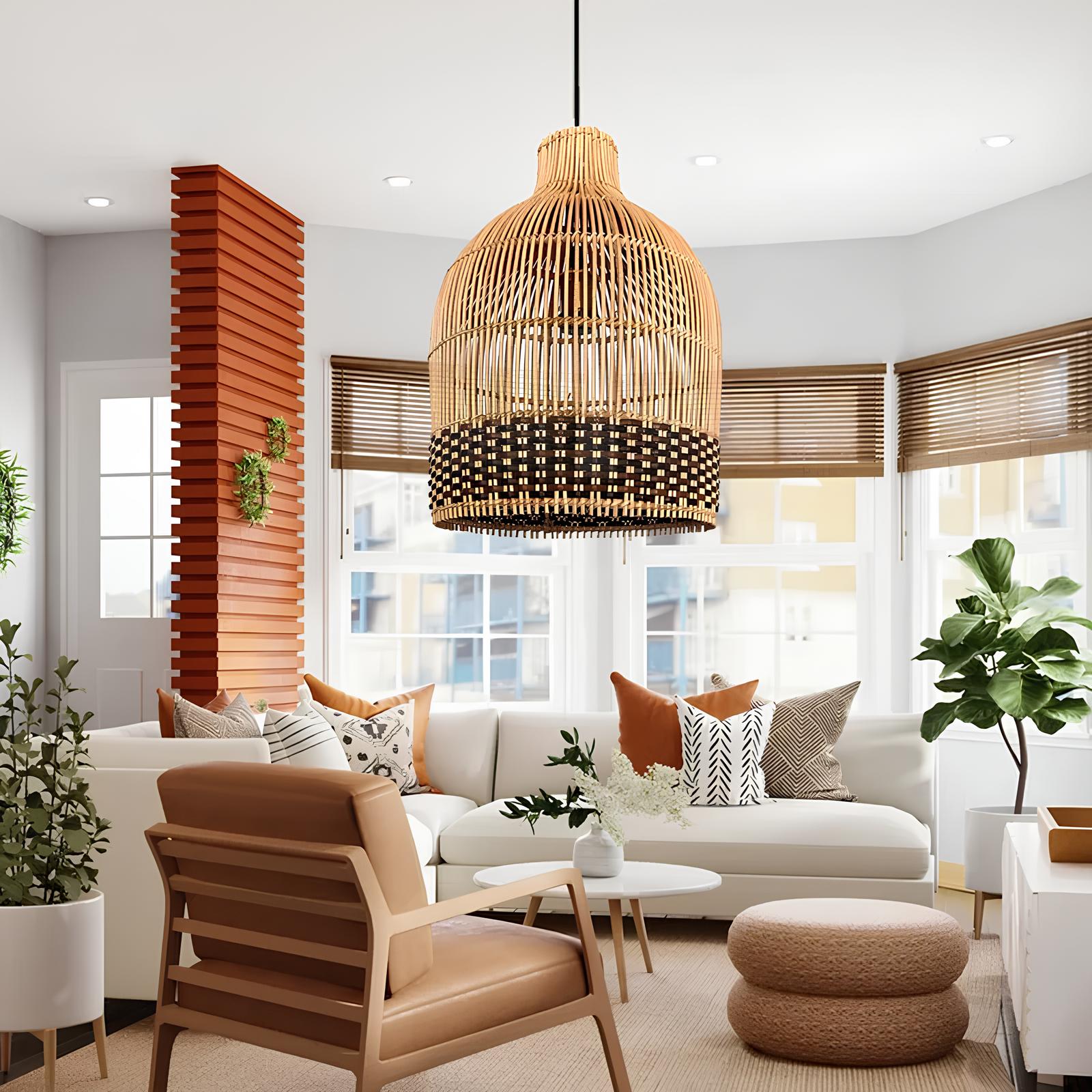 Bamboo Hanging lamp for Living Room | Rattan Pendant light | Cane ceiling light - Nimit - Akway