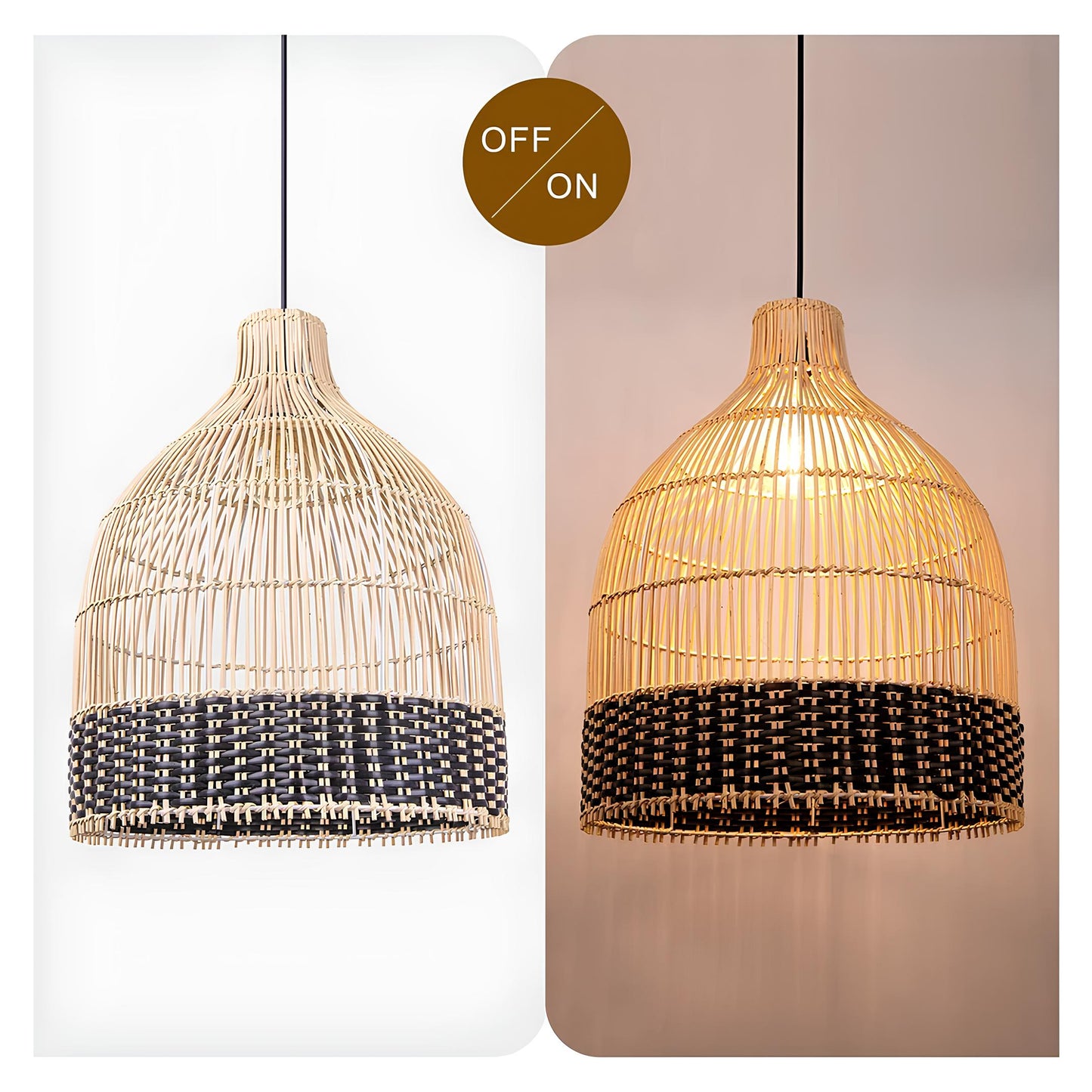 Bamboo Hanging lamp for Living Room | Rattan Pendant light | Cane ceiling light - Nimit - Akway