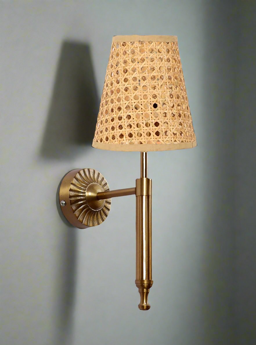 Cane Wall Lamp For Living Room | Bamboo Wall Scone - Jalsa - Image 1
