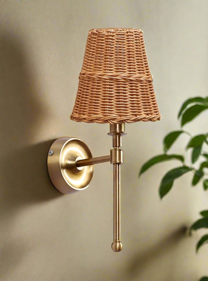Rattan Wall Lamp For Living Room | Cane Wall Lamp - Janya - Image 2