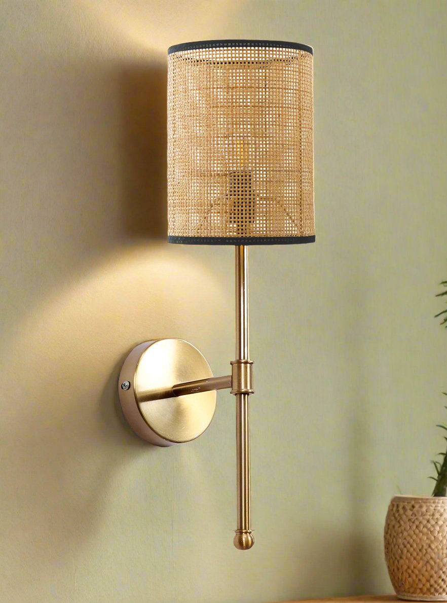 Cane Wall Light For Living Room | Bamboo Wall Lamp - Anika - Akway Lighting > Wall Lamps & Sconces (Image 2)