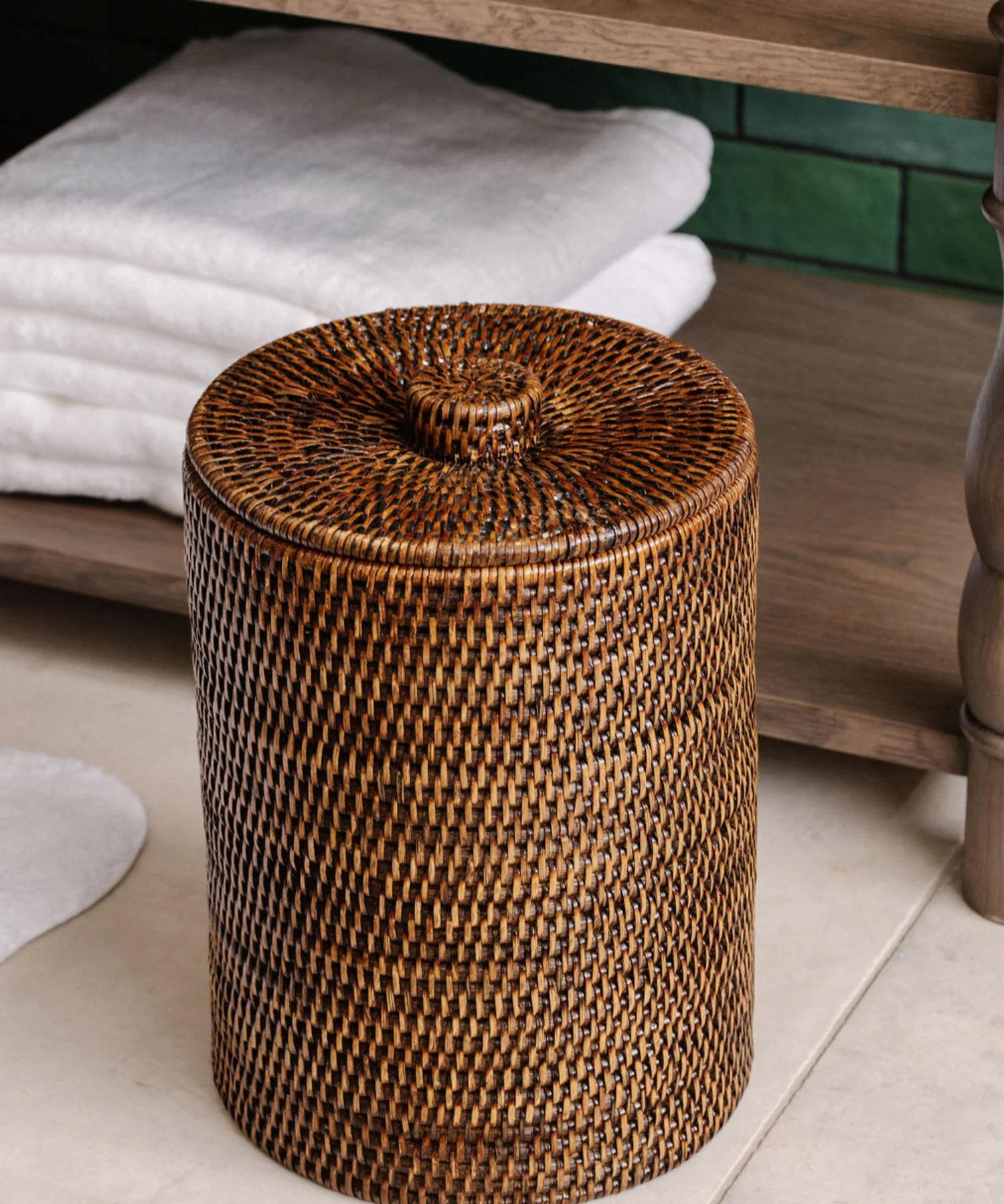 Rattan Laundry Basket | wicker basket with lid | Bamboo toy Storage basket - Akanksh - Akway