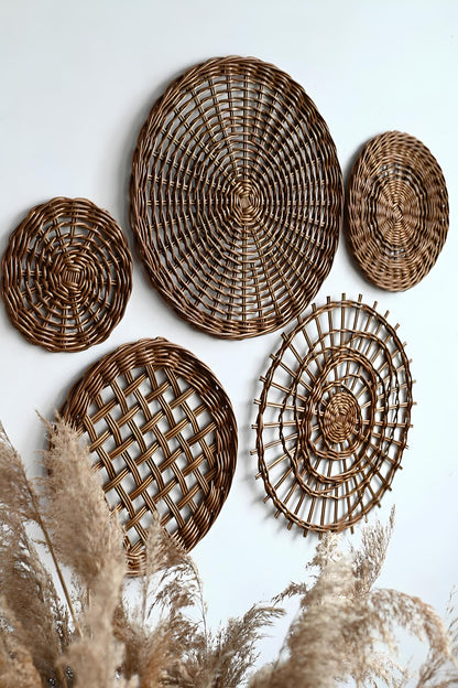 Wicker Wall Basket | Rattan Wall Decor | Bamboo Basket Decor - Adah - Akway