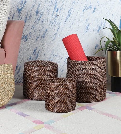 Rattan Planter 8" Dia x 8" H for Indoor - Mahika