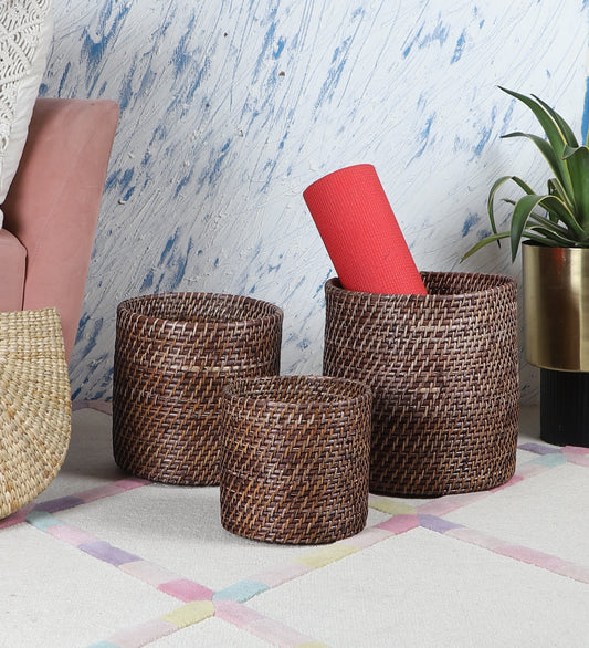 Rattan Planter | Cane Laundry Bin | Bamboo toy Storage - Mahika - Akway