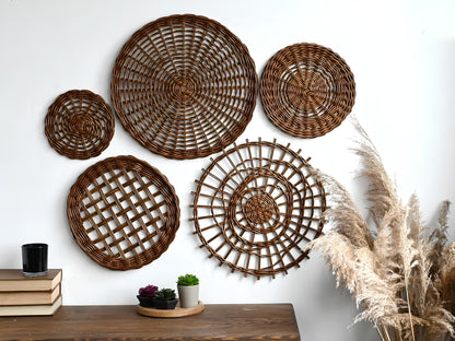 Wicker Wall Basket | Rattan Wall Decor | Bamboo Basket Decor - Adah - Akway