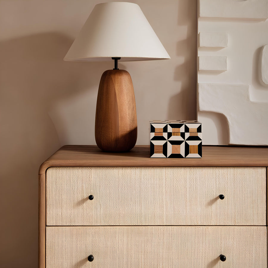 Rattan Table lamp for Living room | Bamboo Bedside table lamp | Cane Table lamp - Anaisha by Akway