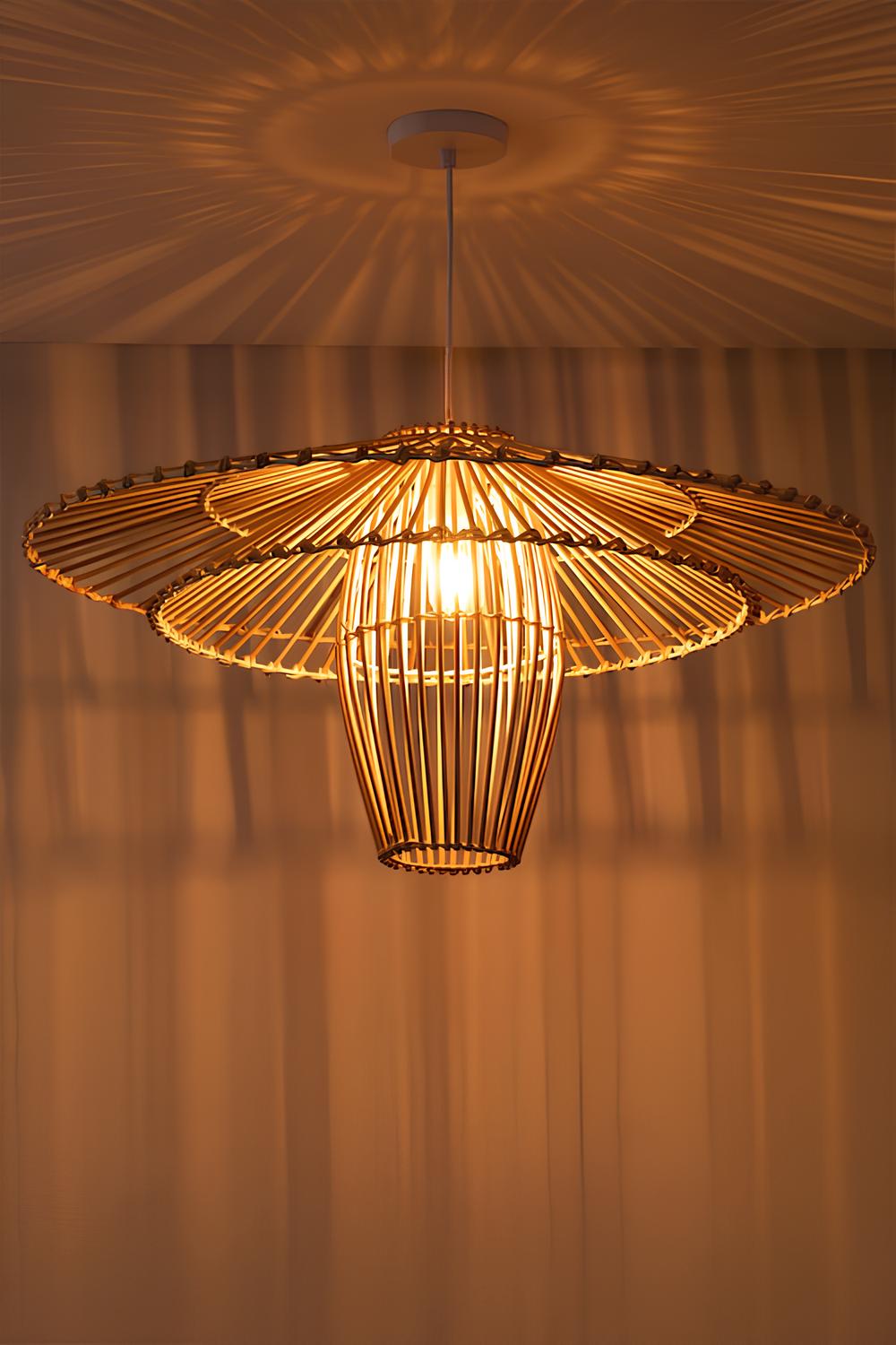 Bamboo Hanging lamp for Living Room | Rattan Pendant light | Cane ceiling light - Adah - Akway