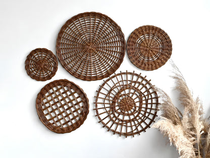 Wicker Wall Basket | Rattan Wall Decor | Bamboo Basket Decor - Adah - Akway