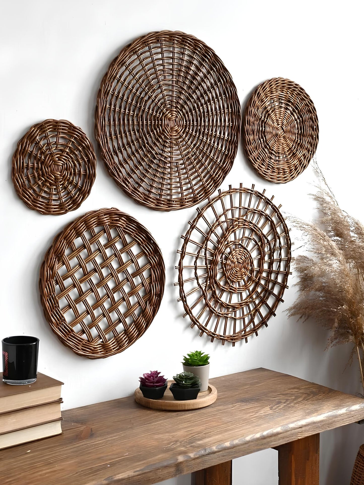 Wicker Wall Basket | Rattan Wall Decor | Bamboo Basket Decor - Adah - Akway