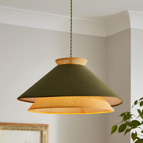Wicker Hanging Light for Living Room | Rattan Pendant Lamp - Simbaa