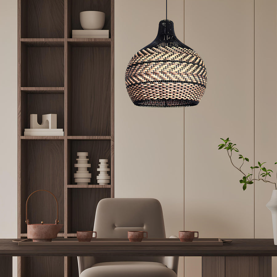 Bamboo Pendant Light for Living Room 14 Inch - Rishit by Akway
