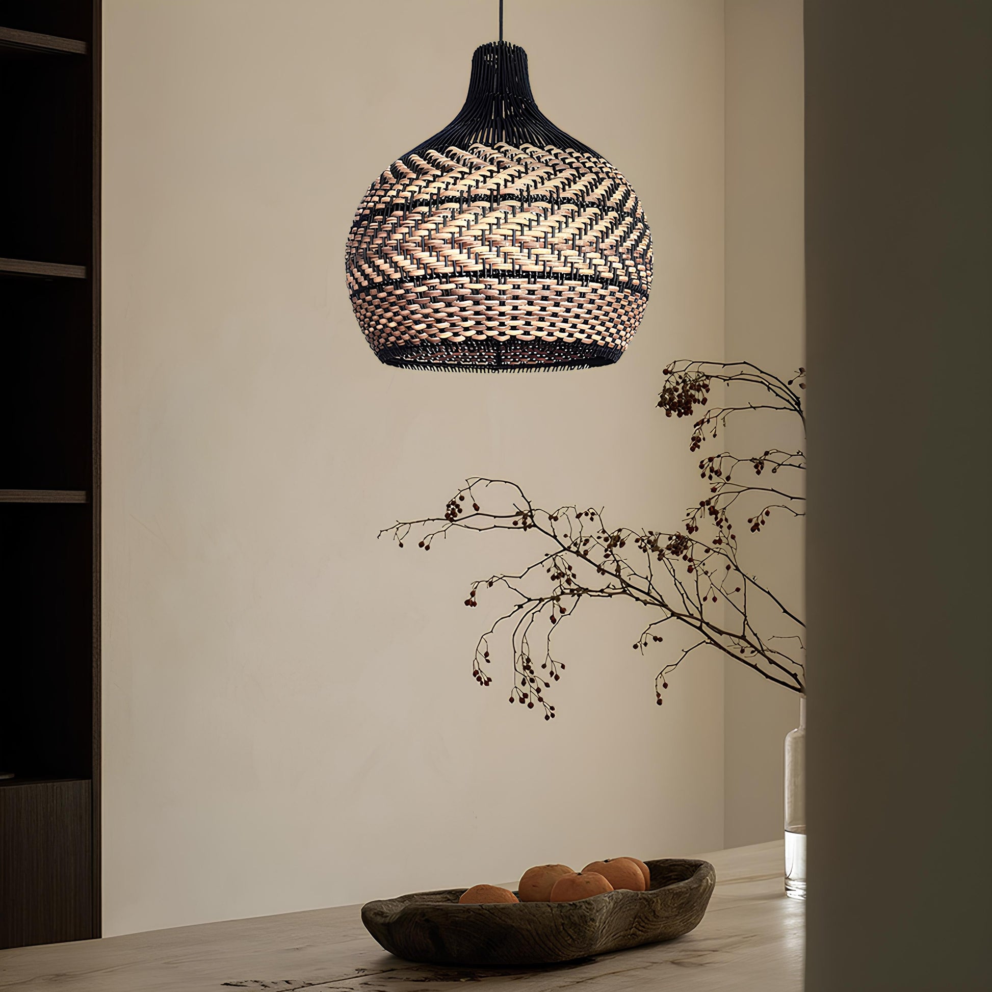 Bamboo Hanging lamp for Living Room | Rattan Pendant light | Cane ceiling light - Rishit - Akway