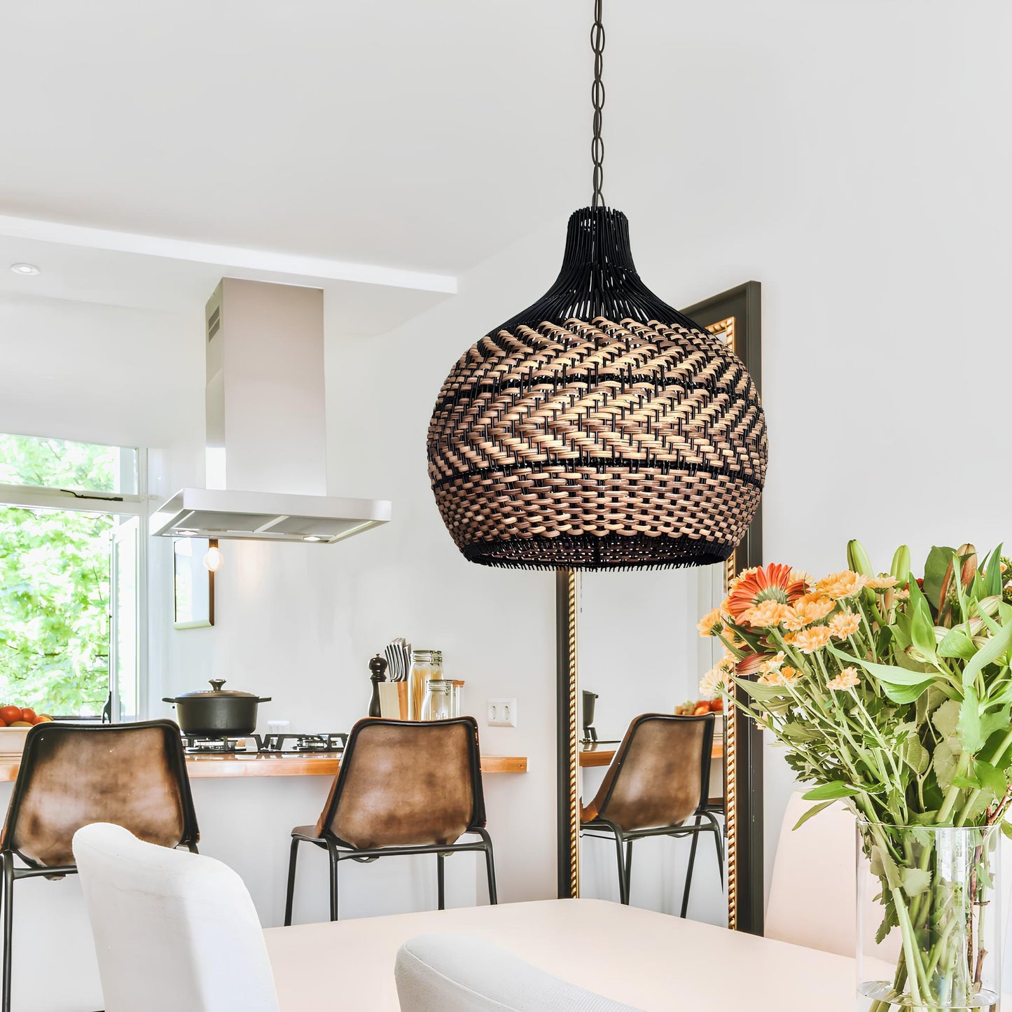 Bamboo Hanging lamp for Living Room | Rattan Pendant light | Cane ceiling light - Rishit - Akway