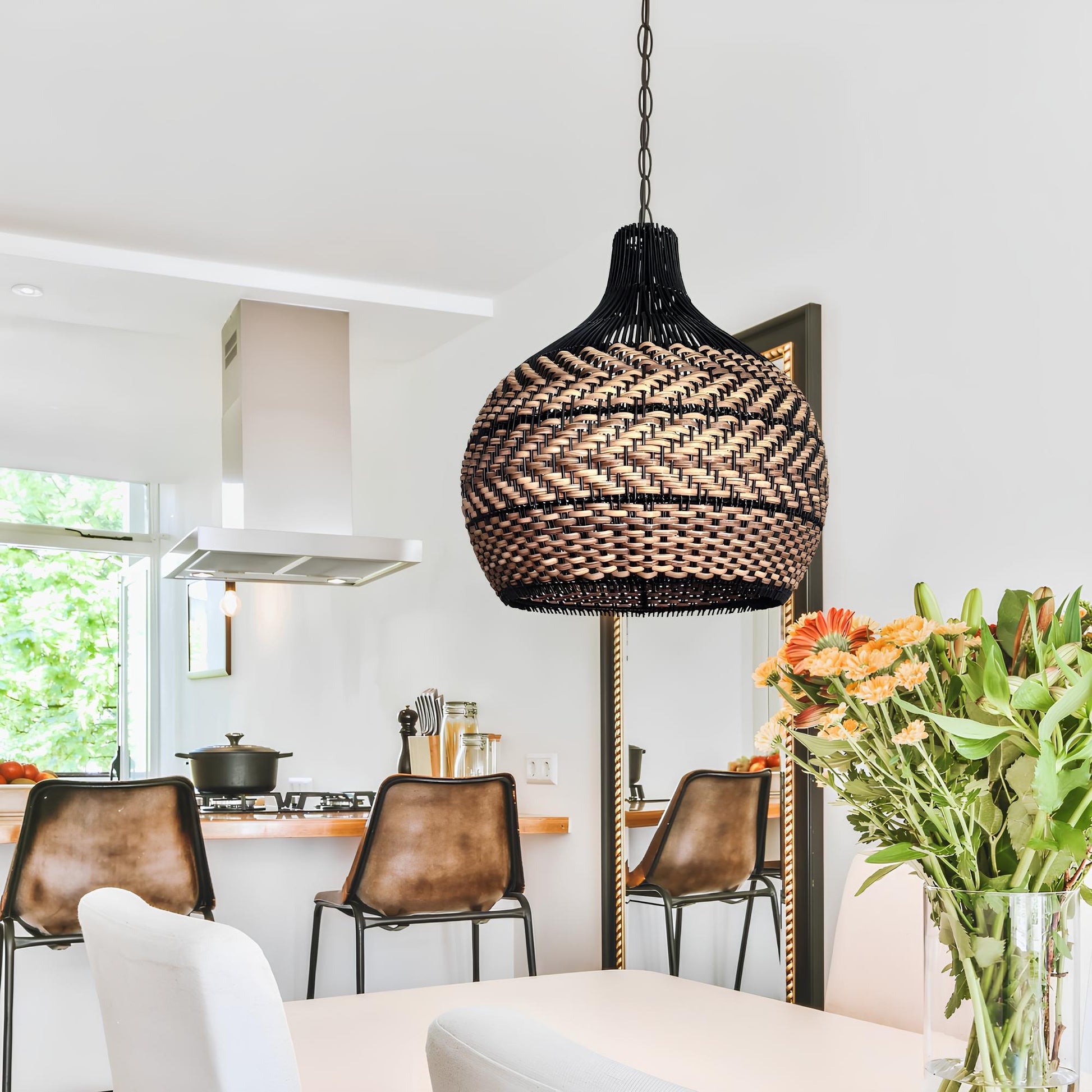 Bamboo Hanging lamp for Living Room | Rattan Pendant light | Cane ceiling light - Rishit - Akway