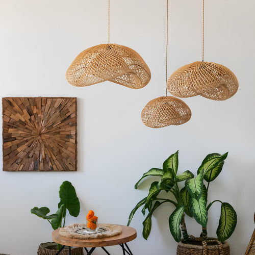 Bamboo Hanging Light for Dining Room | Cane Pendant Lamp - Anang