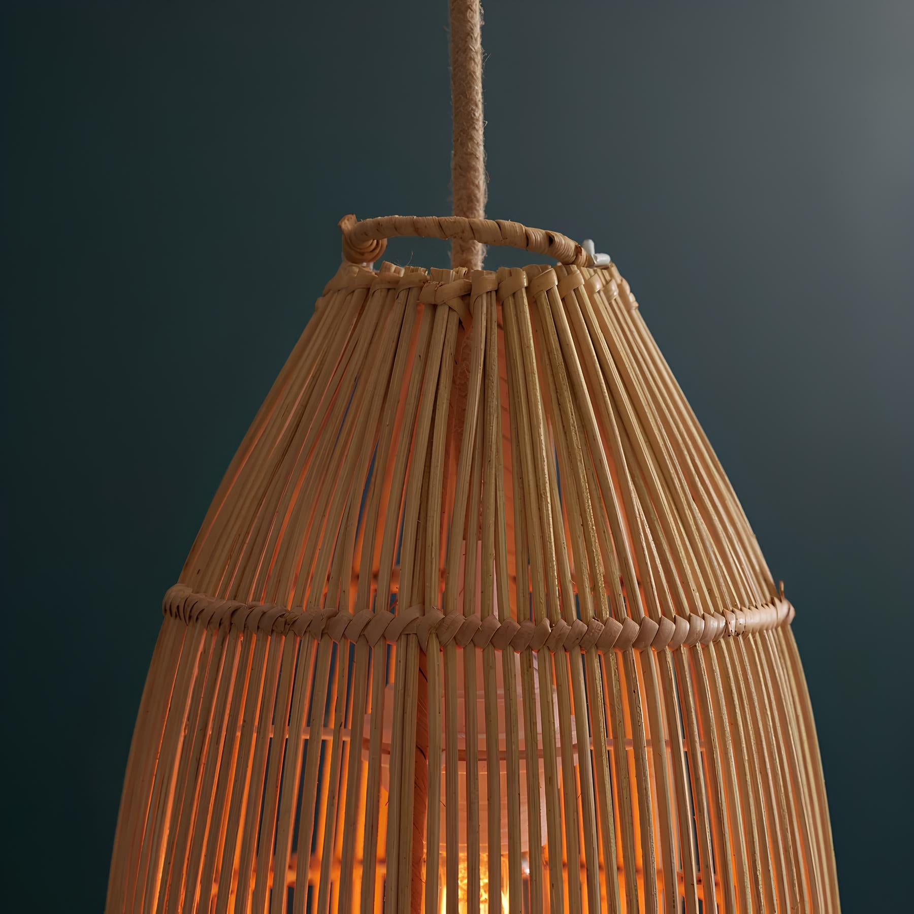 Bamboo Hanging lamp for Living Room | Rattan Pendant light | Cane ceiling light - Durga - Akway