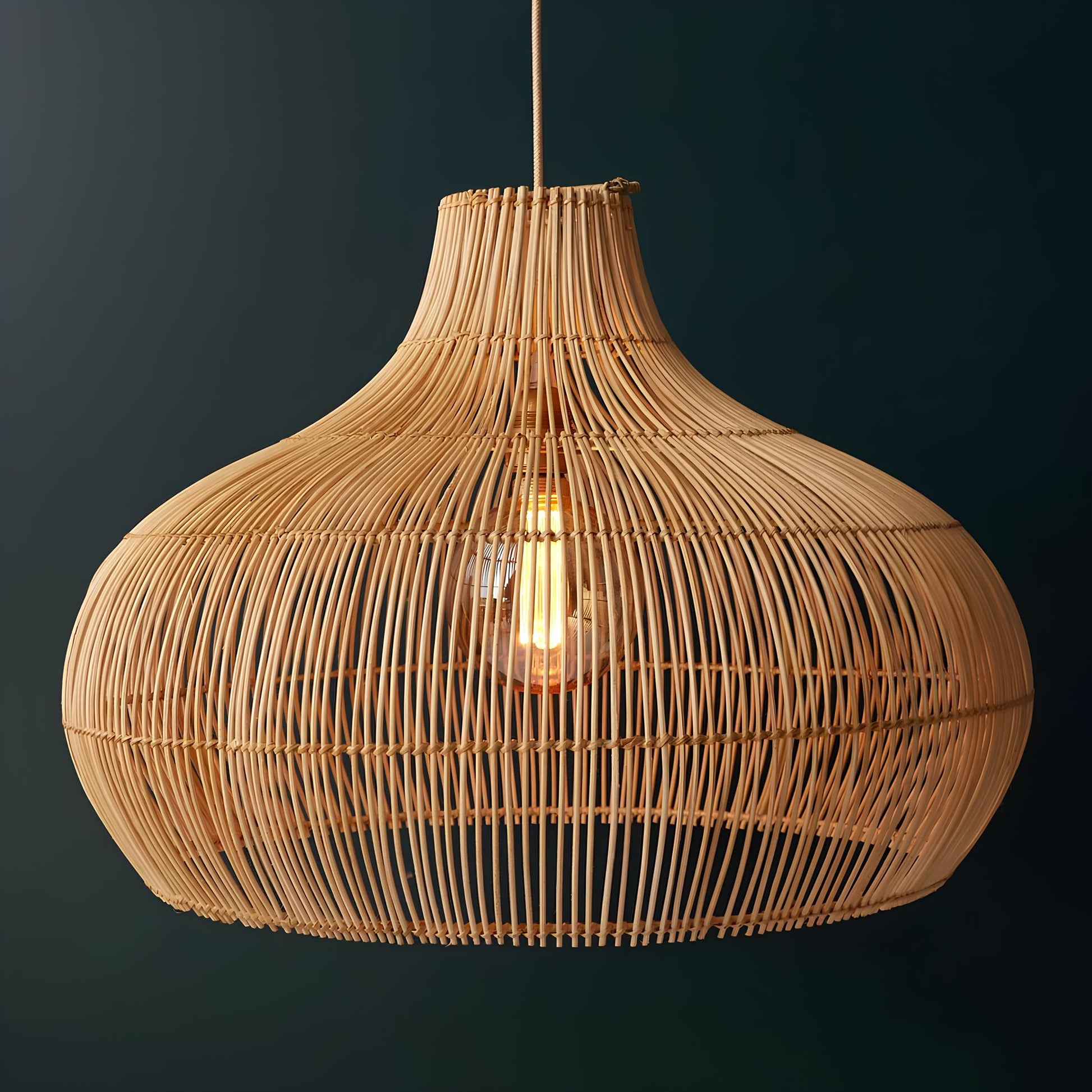 Bamboo Hanging lamp for Living Room | Rattan Pendant light | Cane ceiling light - Johar - Akway