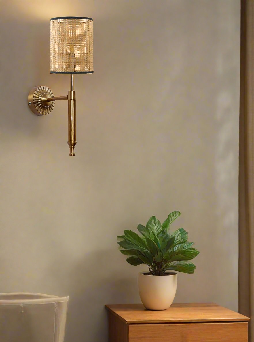 Rattan Wall Lamp For Living Room | Rattan Wall Light - Advika - Akway Lighting > Wall Lamps & Sconces (Image 5)