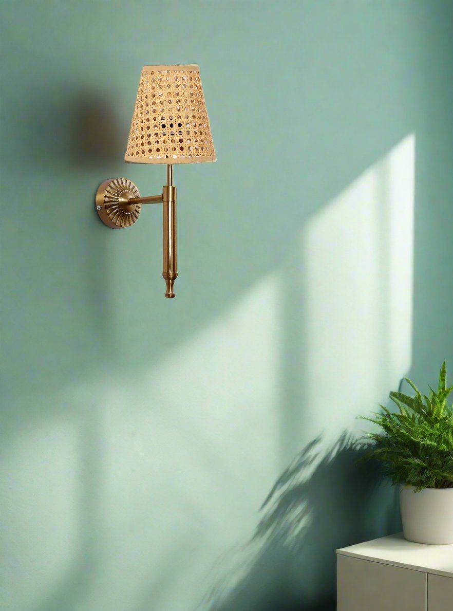 Cane Wall Lamp For Living Room | Bamboo Wall Scone - Jalsa - Image 2