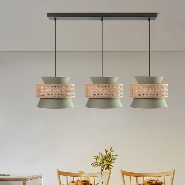 Rattan Pendant Light for Living Room | Hanging Lamp - Gauri (Set of 3) by Akway