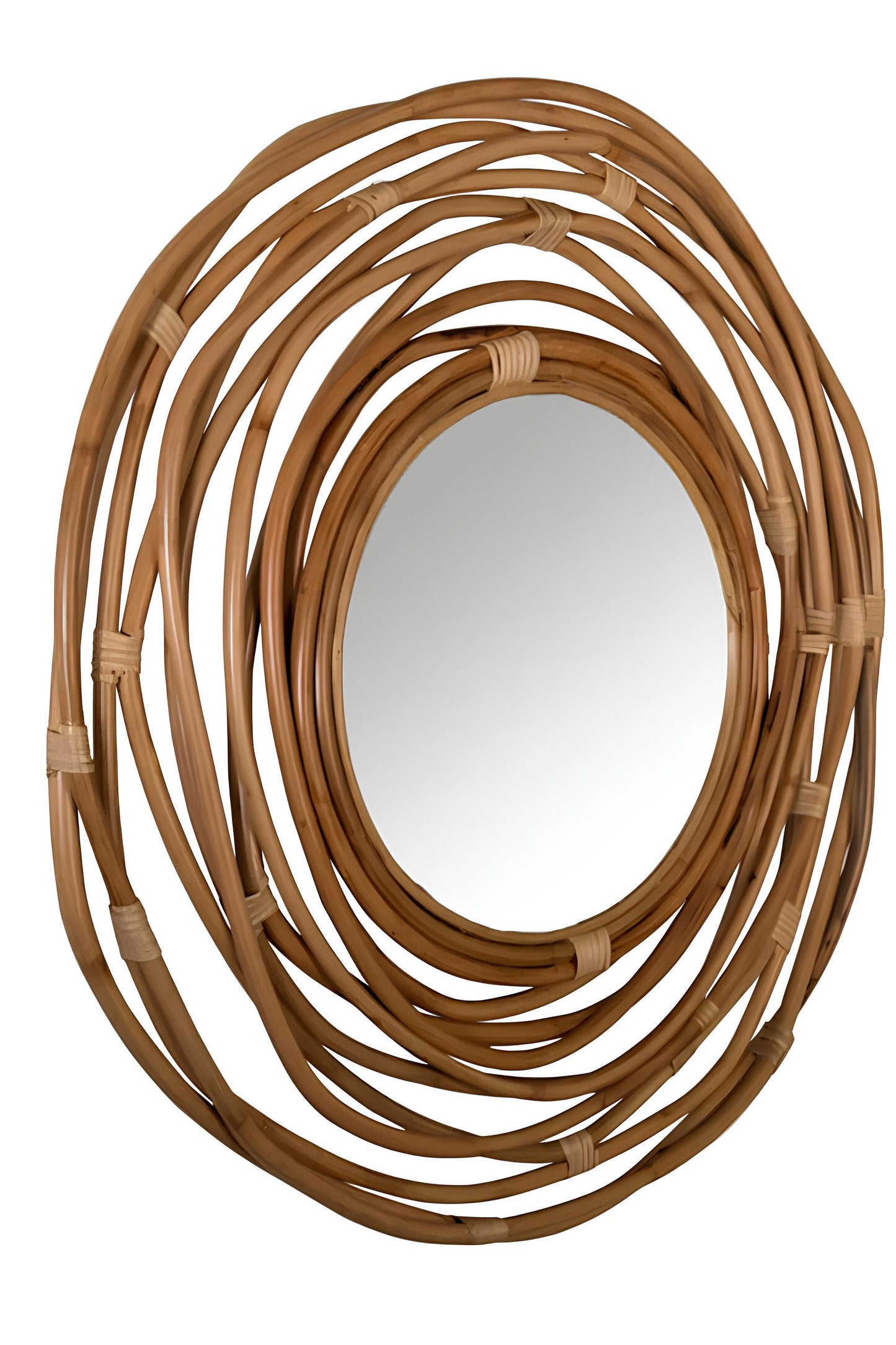 Bamboo Wall Mirror for living room | Cane Wall Mirror | Rattan Mirror - Ishana - Akway
